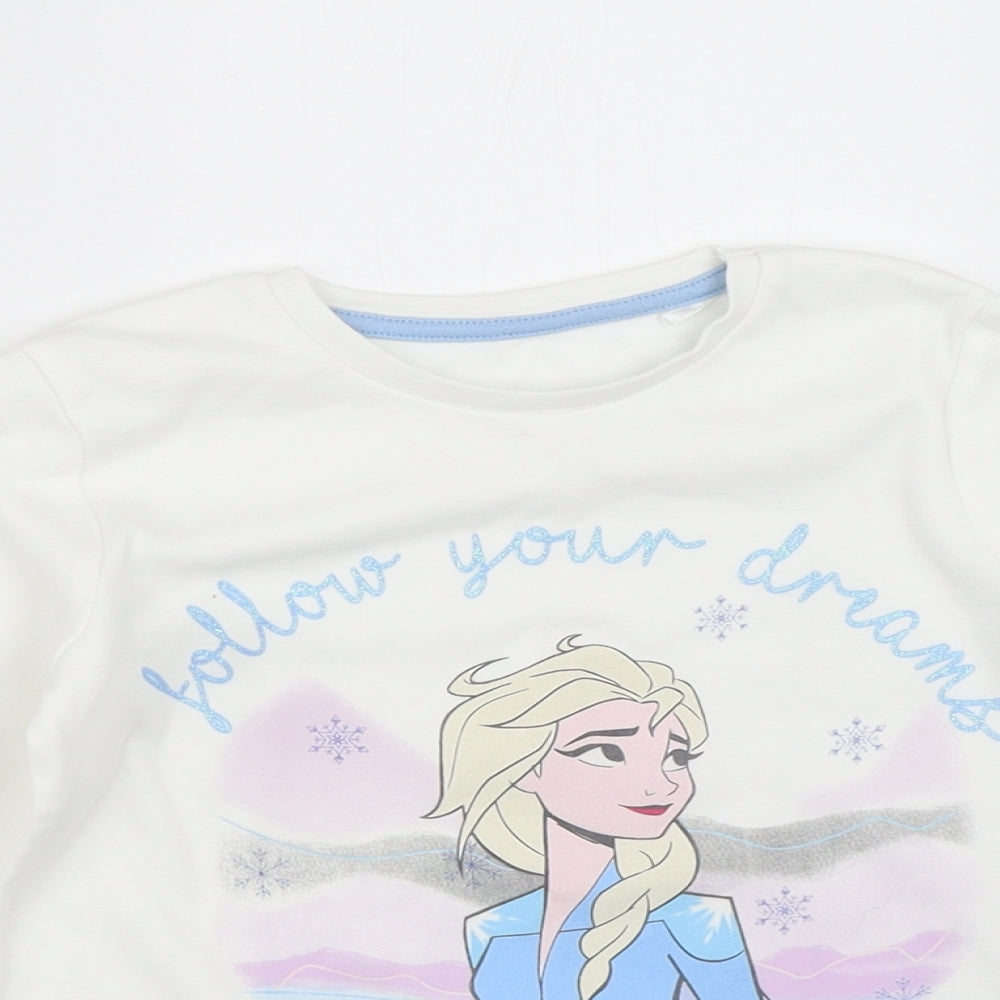 George Girls White   Basic T-Shirt Size 7-8 Years  - frozen