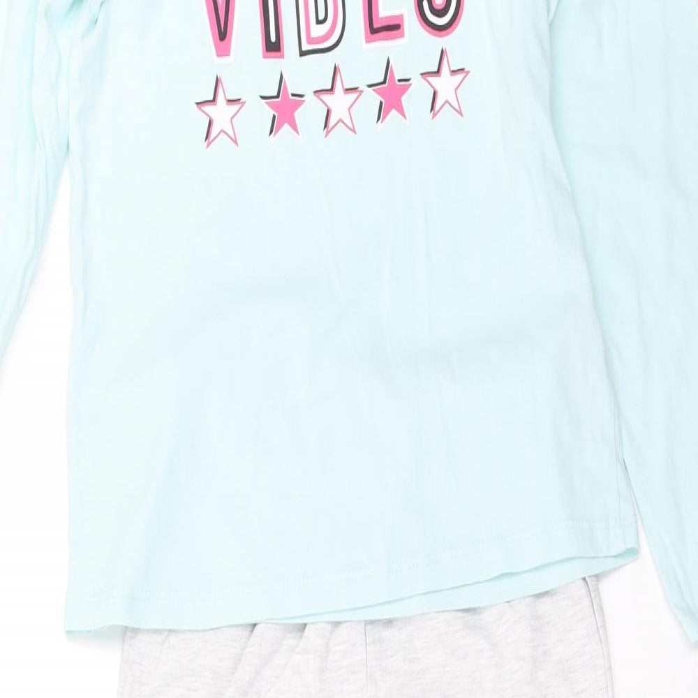 Pep&Co Girls Grey Solid  Top Pyjama Set Size 8-9 Years