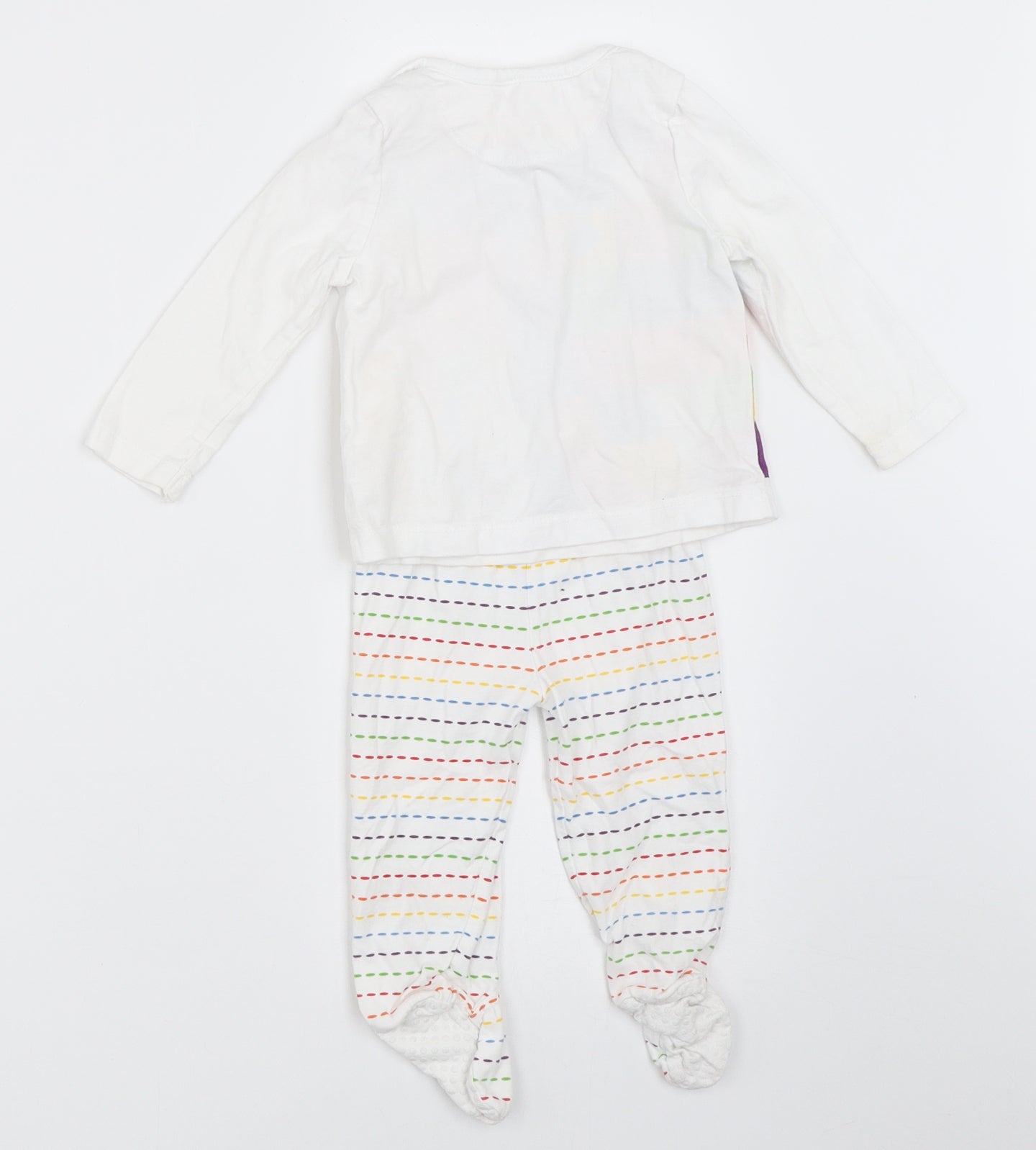 TU Baby White Solid  Capri Pyjama Set Size 6-9 Months  - Elmer The Elephant