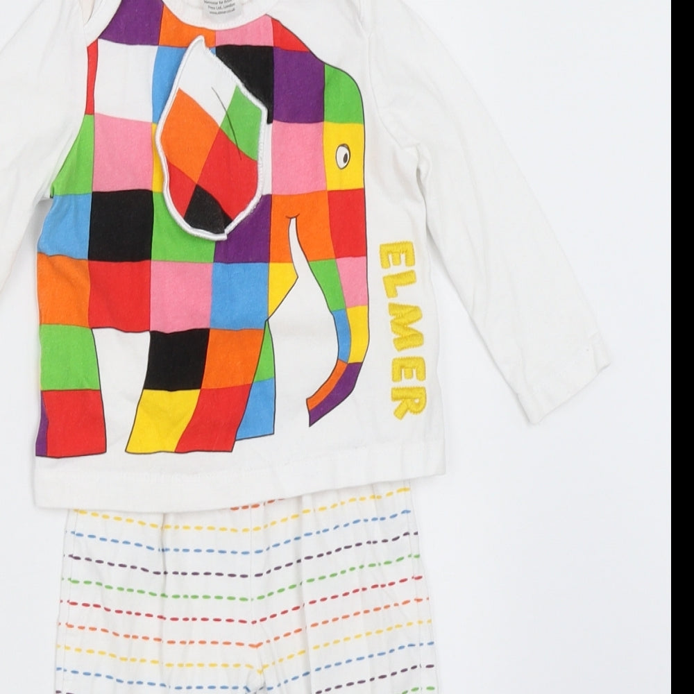 TU Baby White Solid  Capri Pyjama Set Size 6-9 Months  - Elmer The Elephant