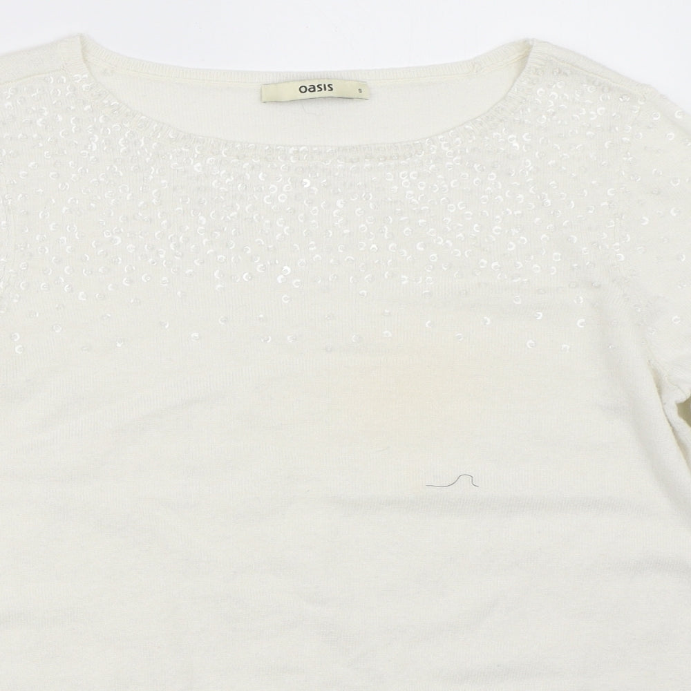 Oasis Womens White   Pullover Jumper Size S
