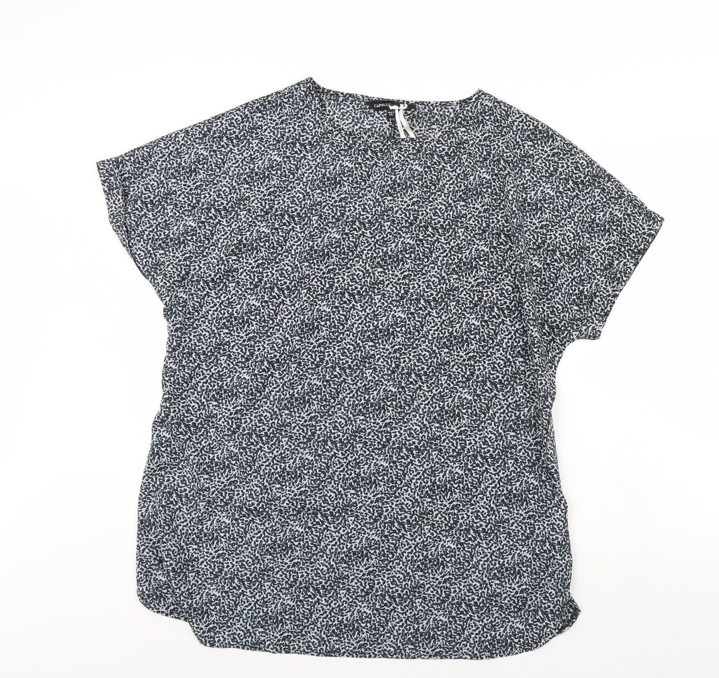 Capsule  Womens Black Animal Print  Basic Blouse Size 16