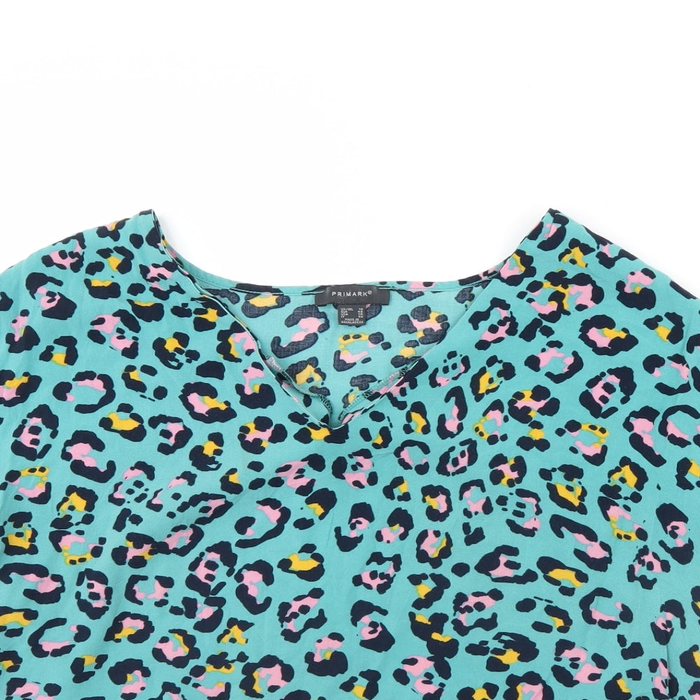 Primark Womens Green Animal Print  Basic Blouse Size 18