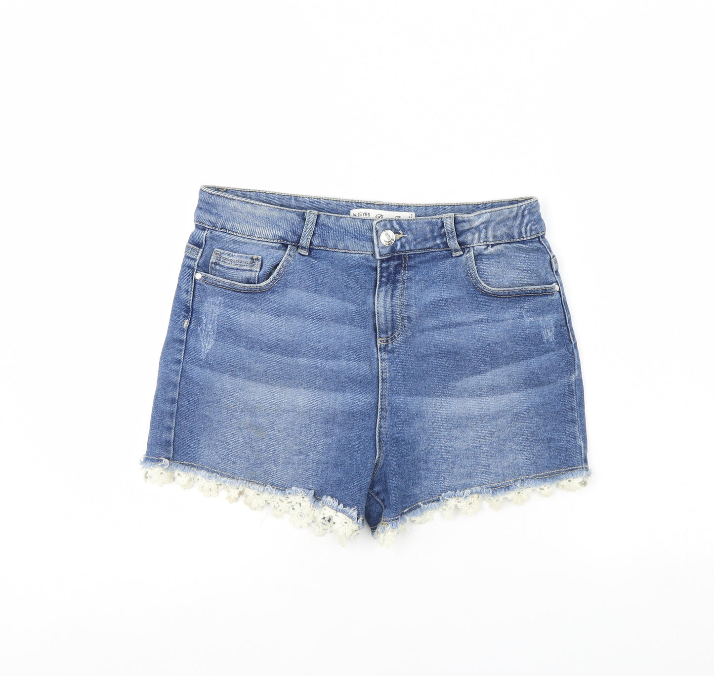 Denim & Co. Girls Blue  Denim Cut-Off Shorts Size 14 Years