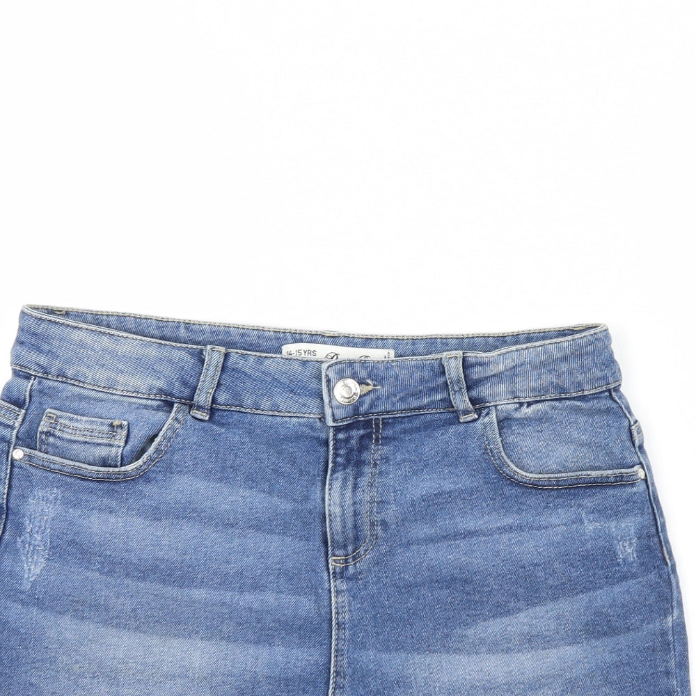 Denim & Co. Girls Blue  Denim Cut-Off Shorts Size 14 Years