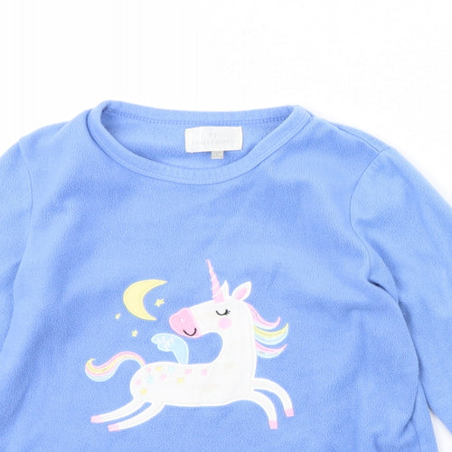 PJ Collections Girls Blue Solid Fleece Cami Pyjama Top Size 11 Years