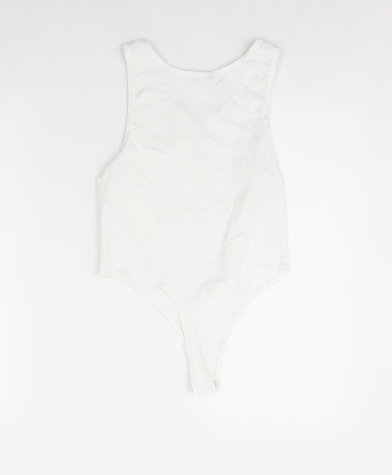 Boohoo Womens White   Bodysuit One-Piece Size 8