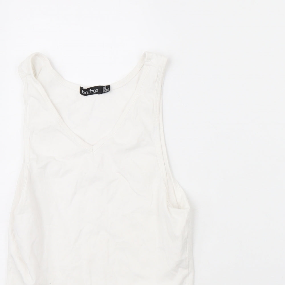 Boohoo Womens White   Bodysuit One-Piece Size 8
