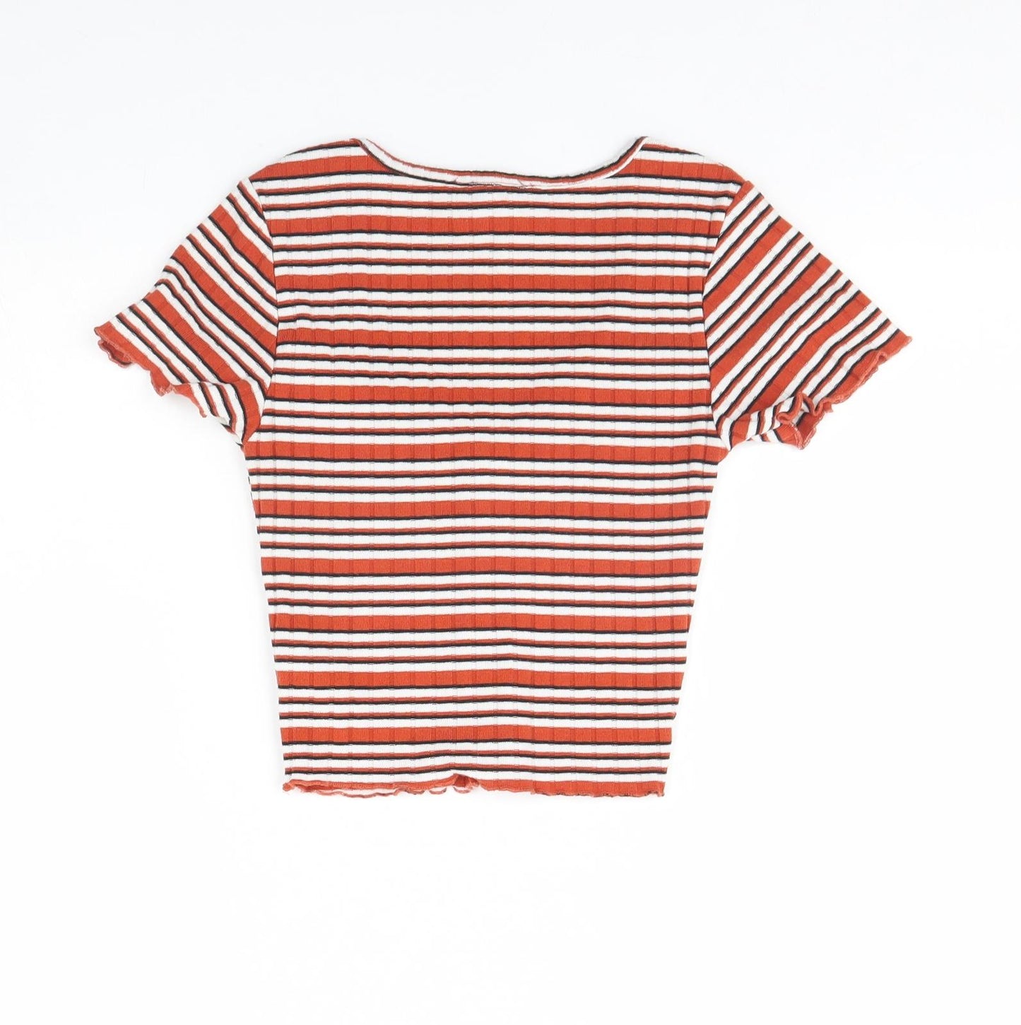 Primark Womens Orange Striped  Cropped Blouse Size XS