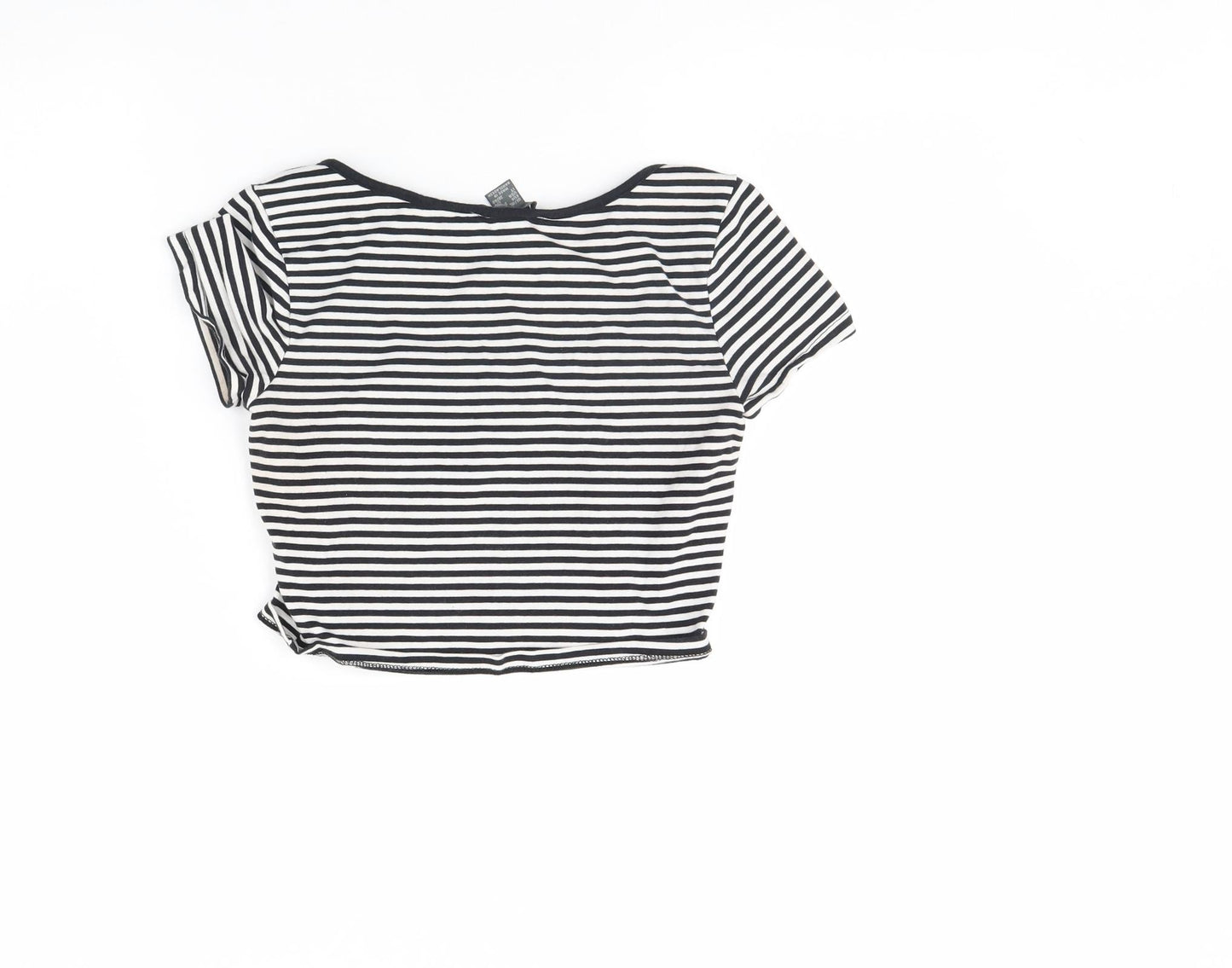 Primark Womens Black Striped  Cropped T-Shirt Size XS