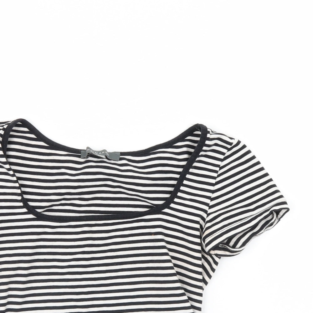 Primark Womens Black Striped  Cropped T-Shirt Size XS