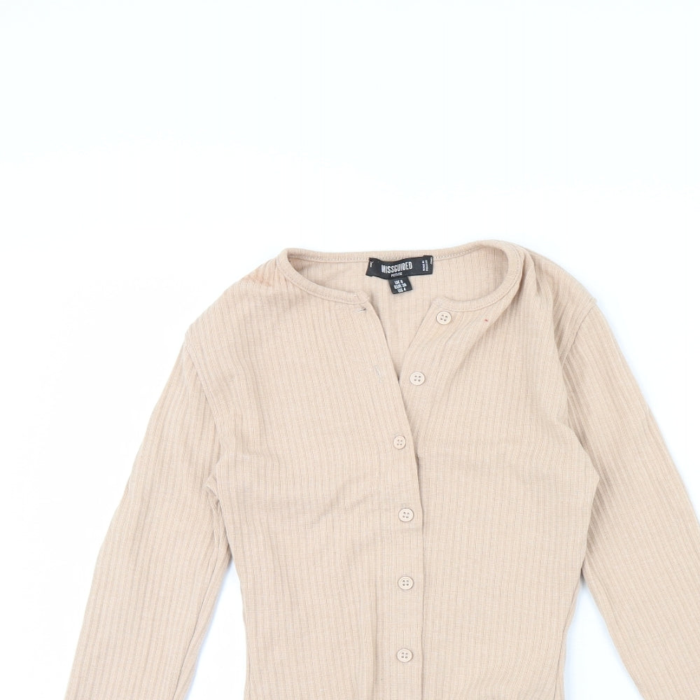 Missguided Womens Beige   Bodysuit One-Piece Size 8