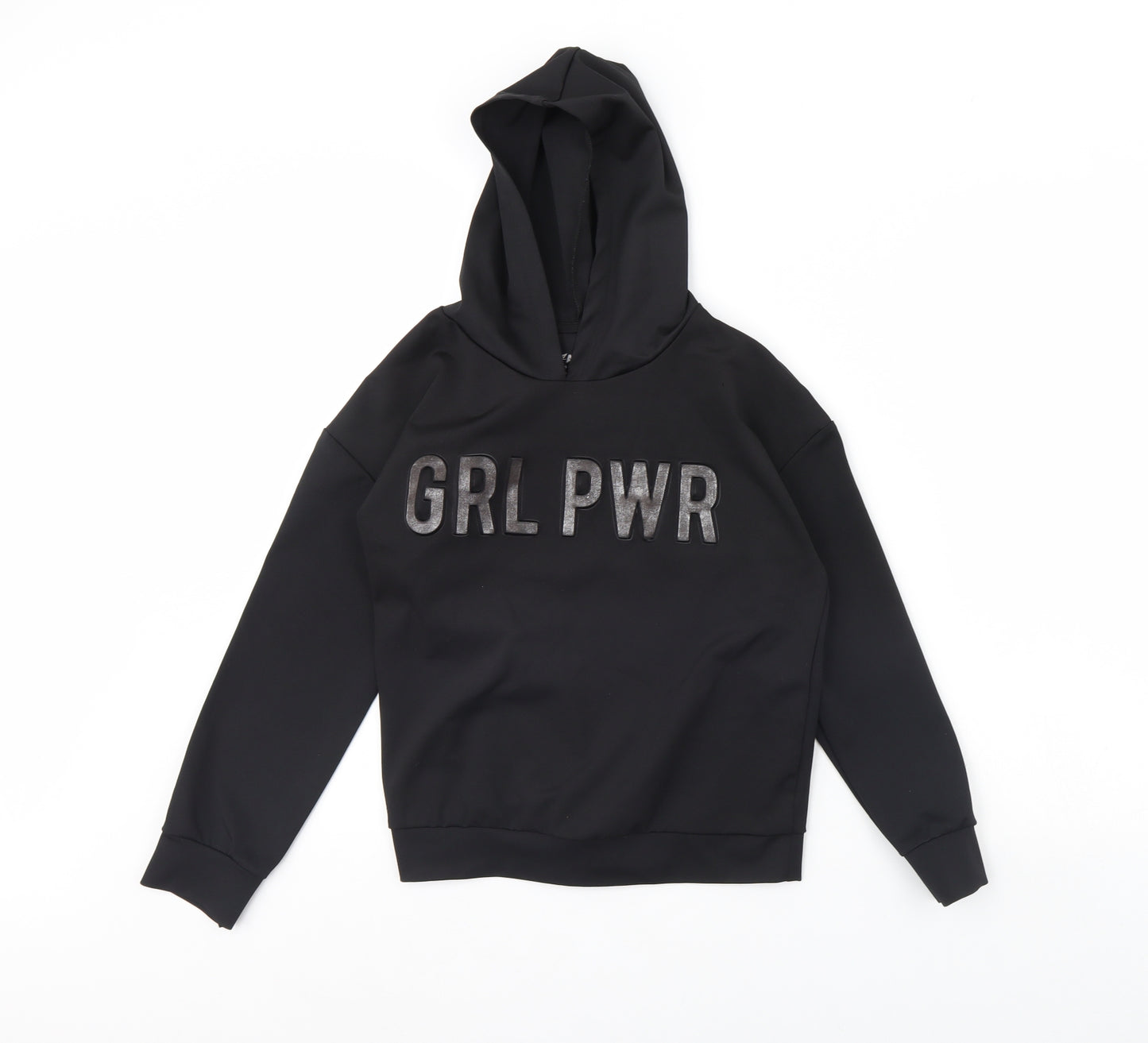 Primark Girls Black   Pullover Hoodie Size 11 Years  - Girl Power