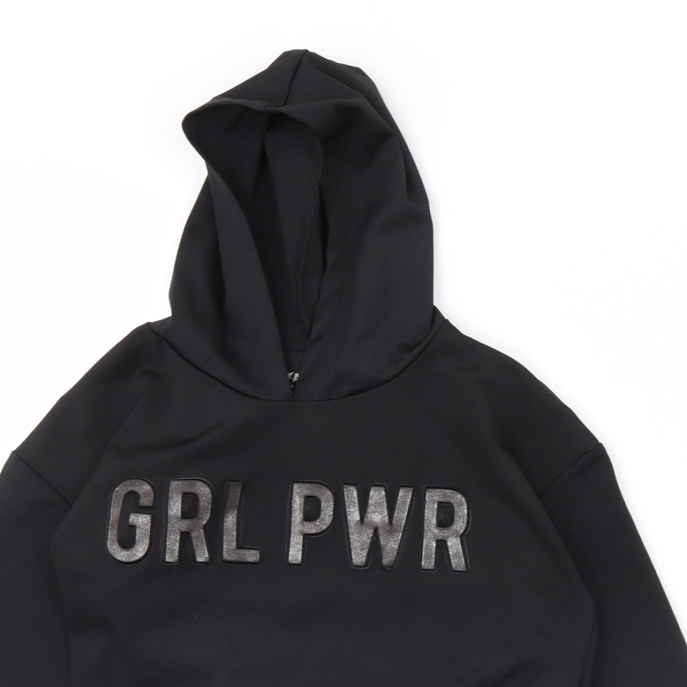 Primark Girls Black   Pullover Hoodie Size 11 Years  - Girl Power