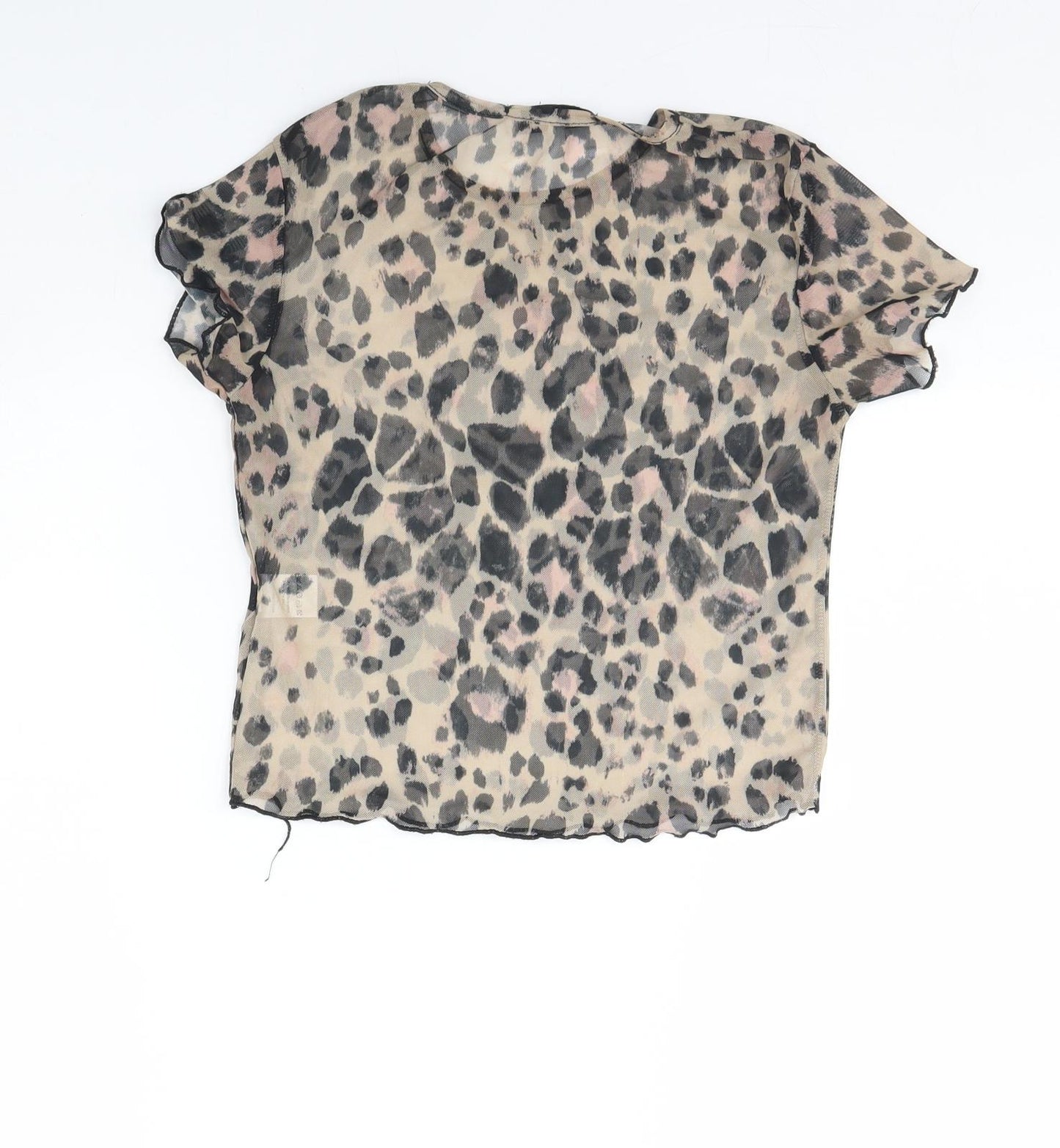 Carpe Diem Womens Brown Animal Print  Cropped T-Shirt Size S