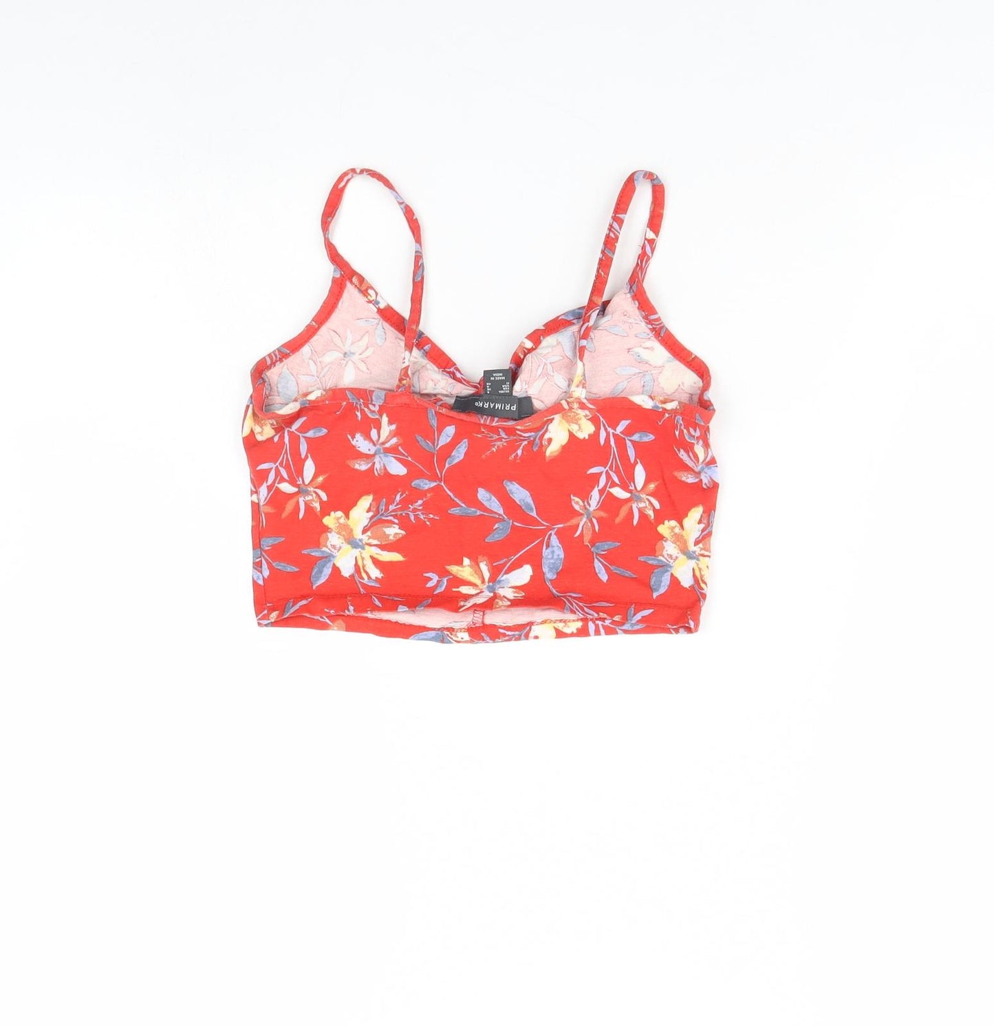 Primark Womens Red Floral  Cropped Tank Size 8