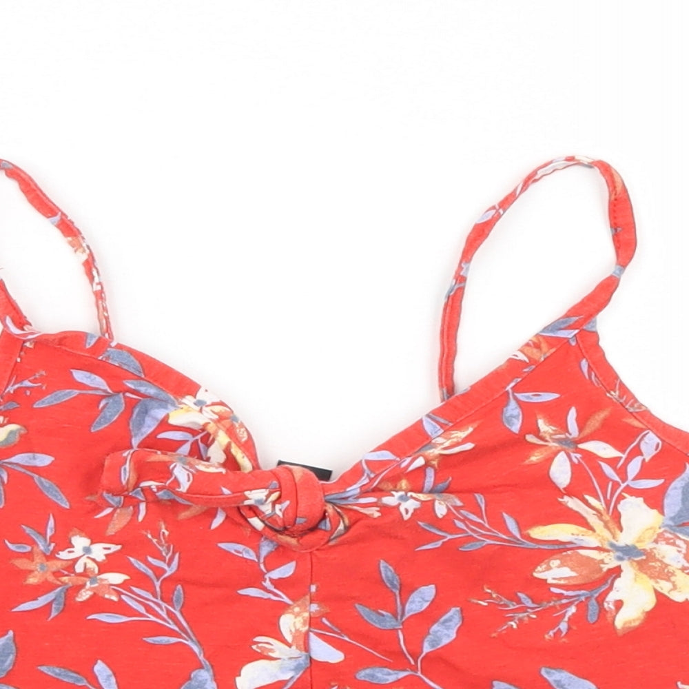 Primark Womens Red Floral  Cropped Tank Size 8
