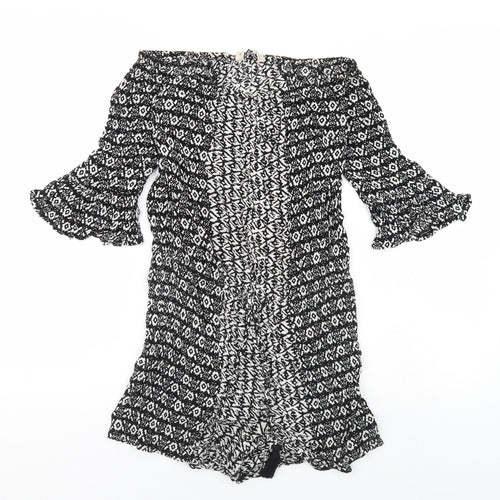 F&F Womens Black Geometric  Playsuit One-Piece Size 6