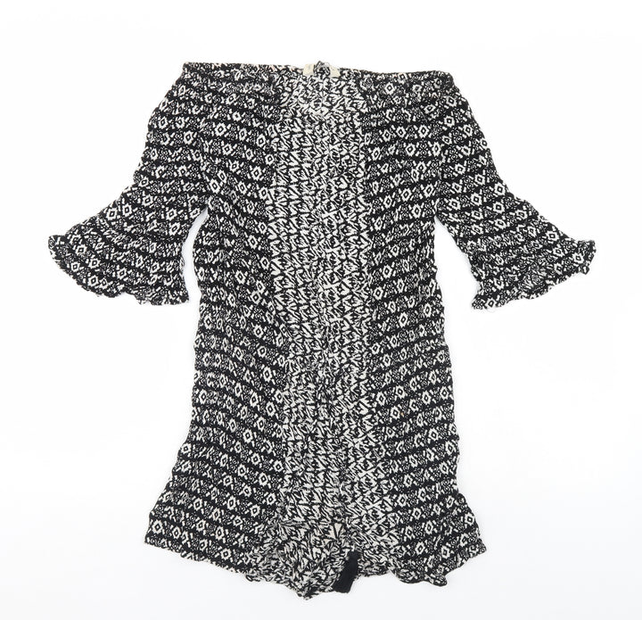 F&F Womens Black Geometric  Playsuit One-Piece Size 6