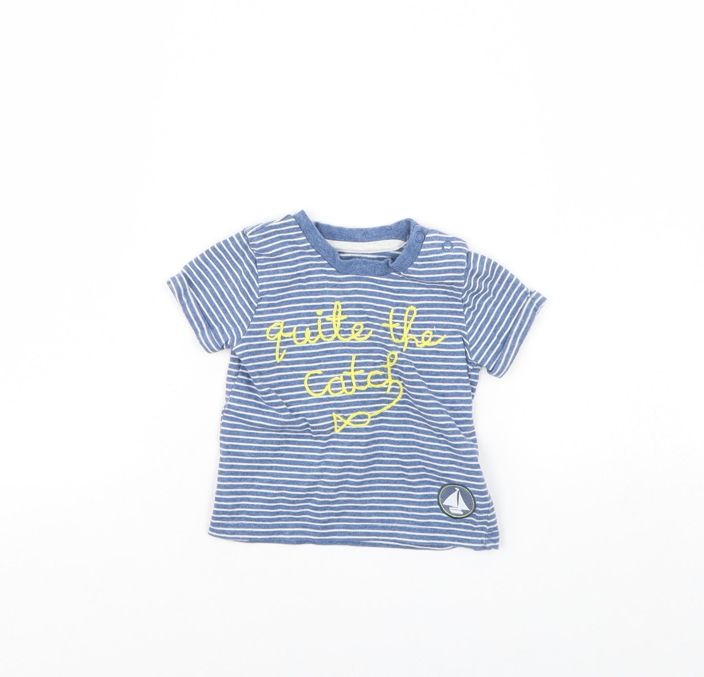 F&F Baby Blue Striped  Basic T-Shirt Size 6-9 Months