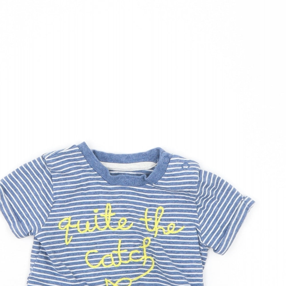 F&F Baby Blue Striped  Basic T-Shirt Size 6-9 Months