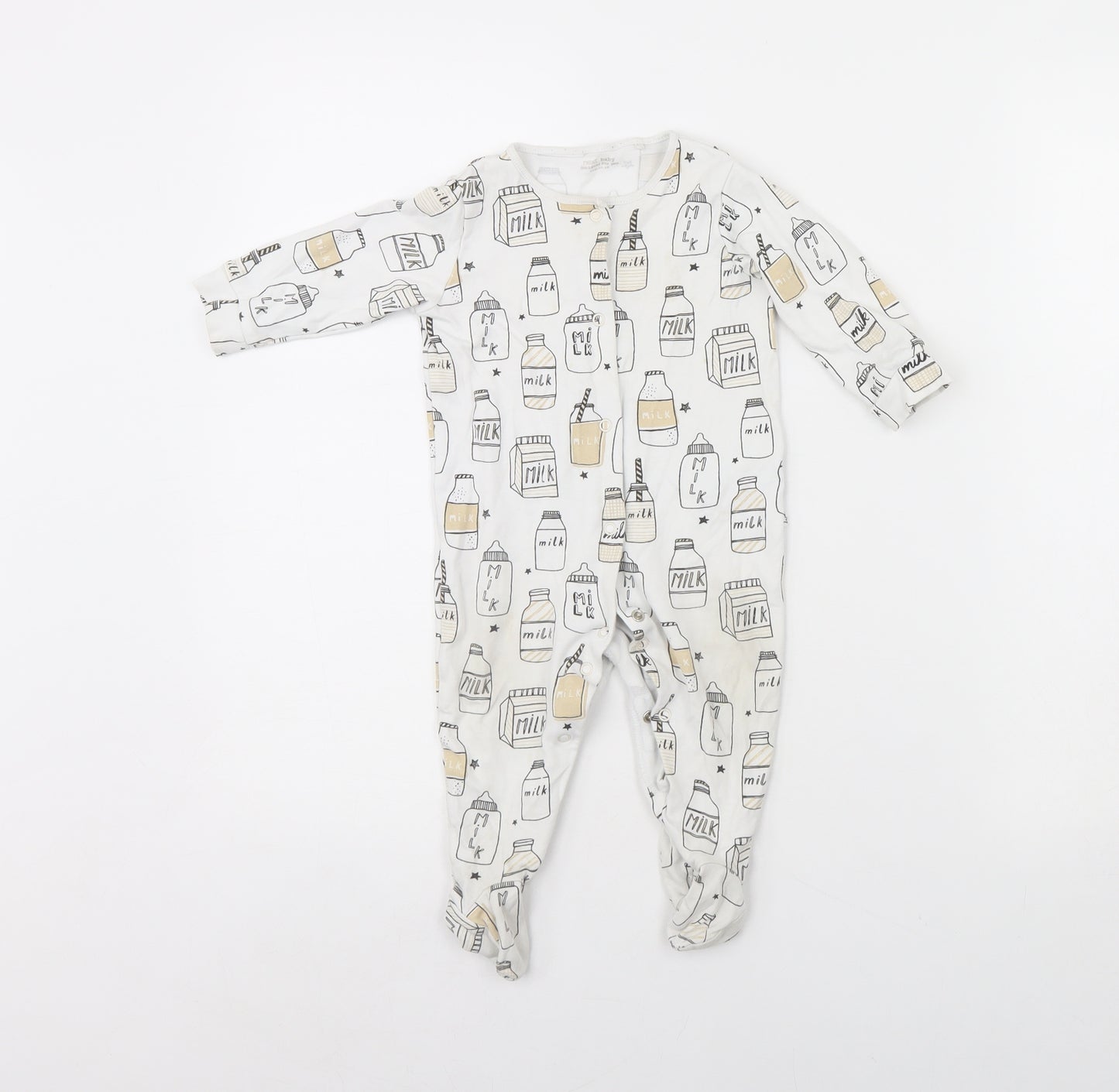 NEXT Baby White Spotted  Babygrow One-Piece Size 6-9 Months  - milk