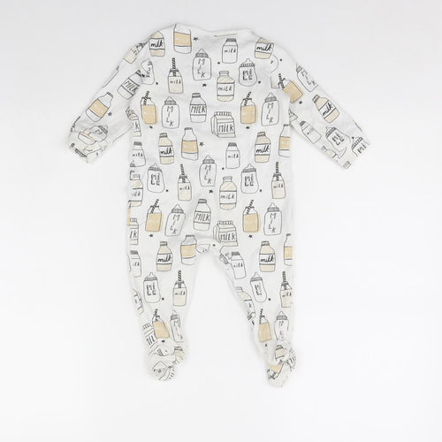 NEXT Baby White Spotted  Babygrow One-Piece Size 6-9 Months  - milk
