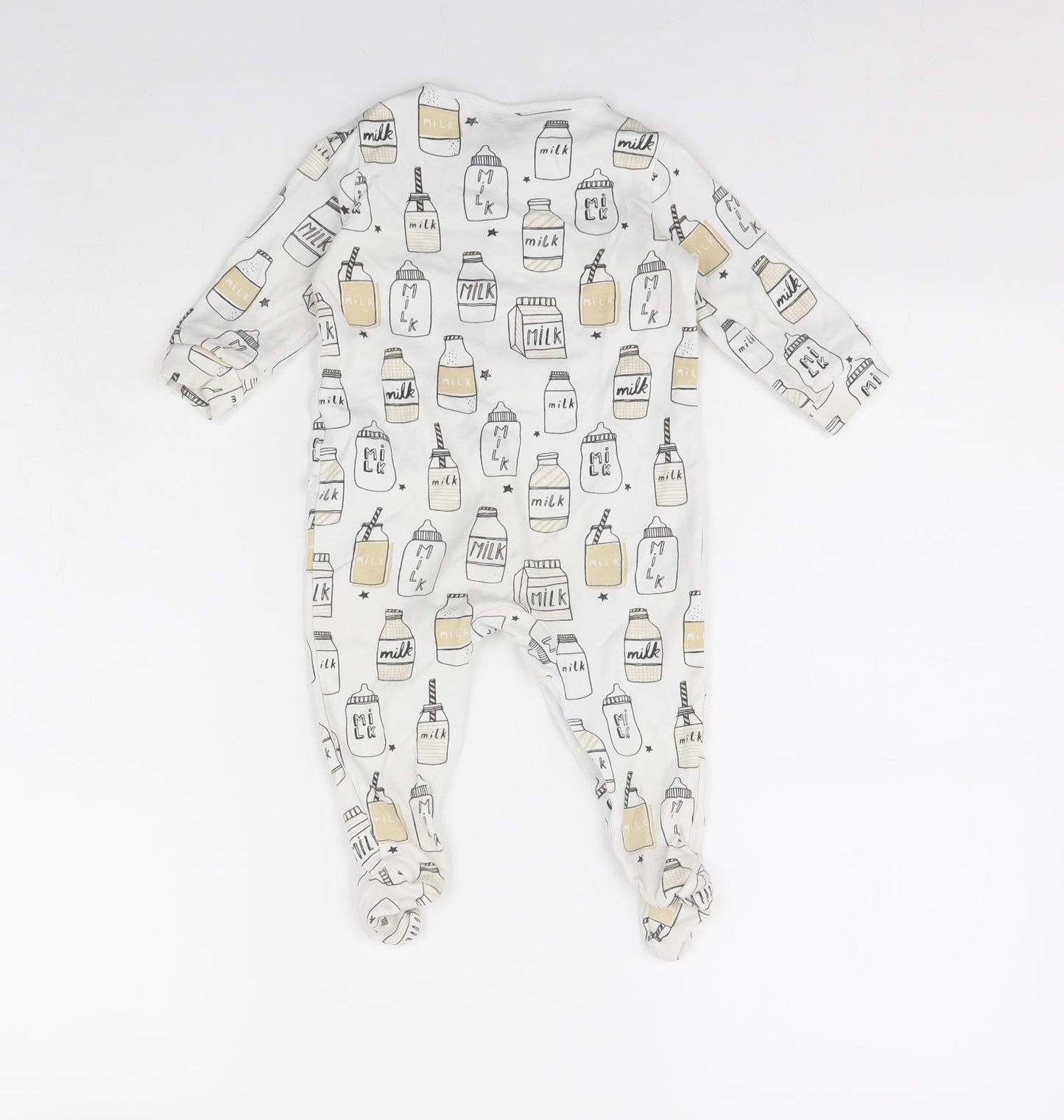 NEXT Baby White Spotted  Babygrow One-Piece Size 6-9 Months  - milk