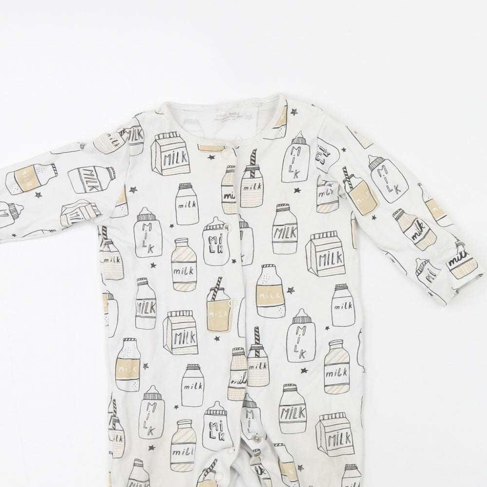 NEXT Baby White Spotted  Babygrow One-Piece Size 6-9 Months  - milk