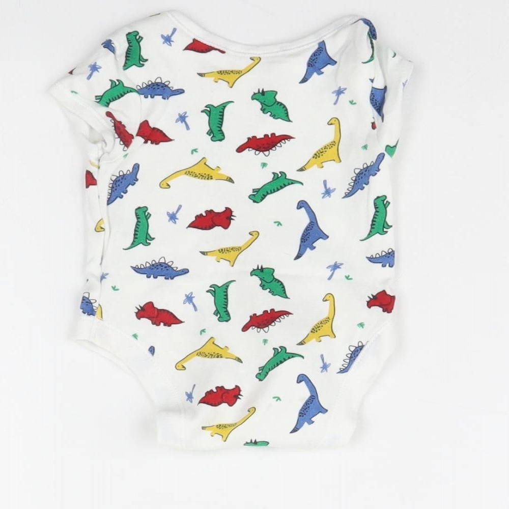Primark Baby White Animal Print  Babygrow One-Piece Size 0-3 Months  - Dinosaur