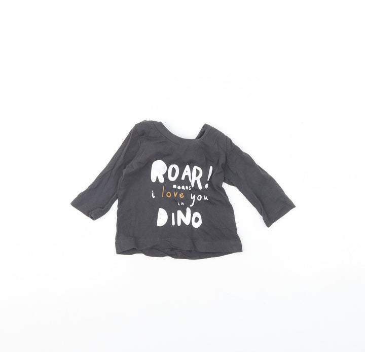Preworn Baby Grey   Basic T-Shirt Size 0-3 Months  - Dinosaur