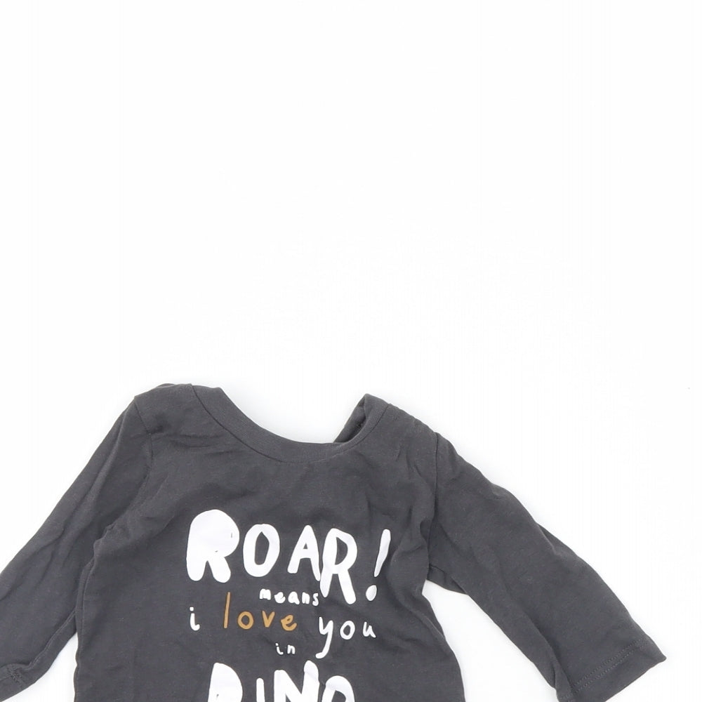 Preworn Baby Grey   Basic T-Shirt Size 0-3 Months  - Dinosaur
