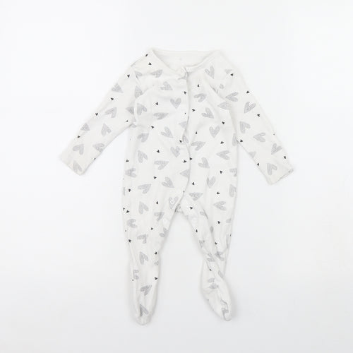 George Baby White Spotted  Babygrow One-Piece Size 3-6 Months  - Heart Detail
