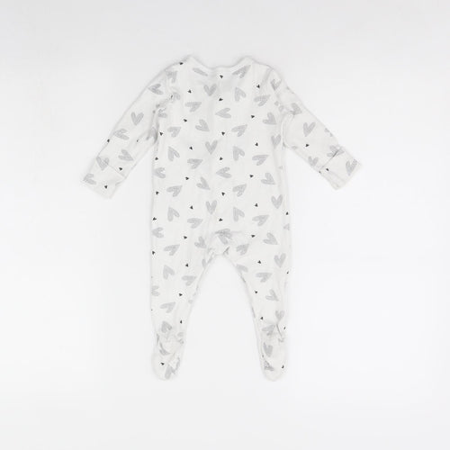 George Baby White Spotted  Babygrow One-Piece Size 3-6 Months  - Heart Detail