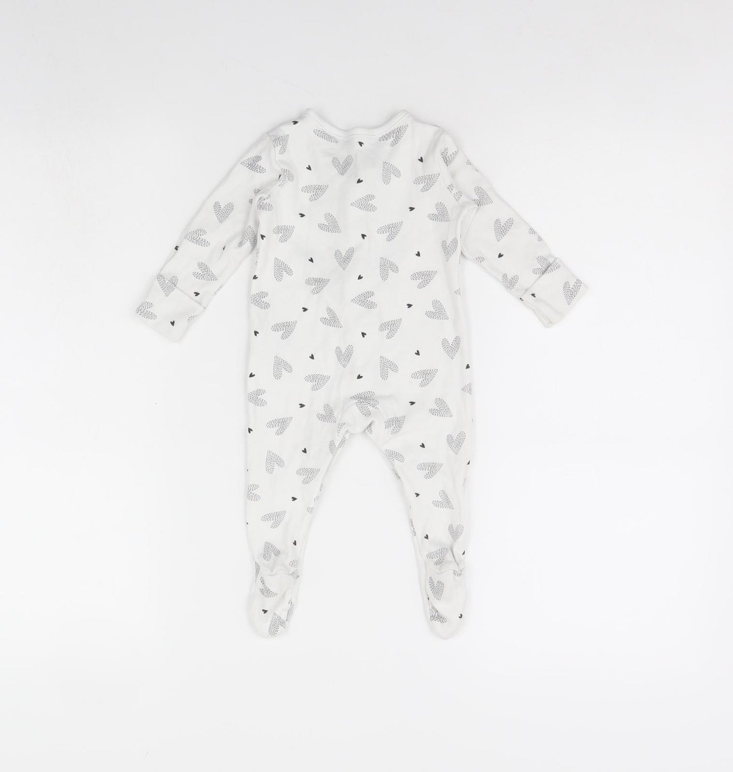 George Baby White Spotted  Babygrow One-Piece Size 3-6 Months  - Heart Detail