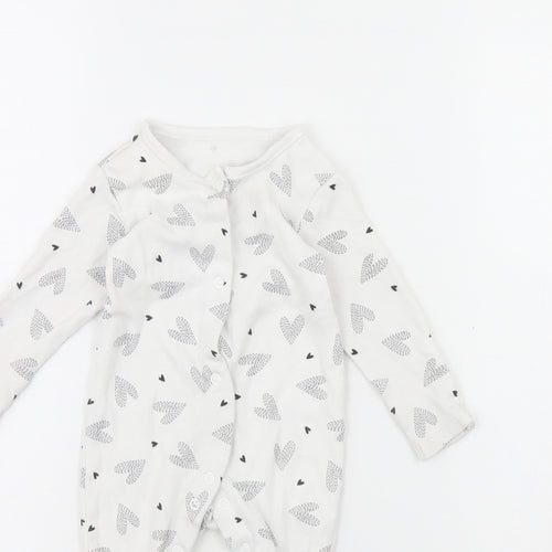 George Baby White Spotted  Babygrow One-Piece Size 3-6 Months  - Heart Detail