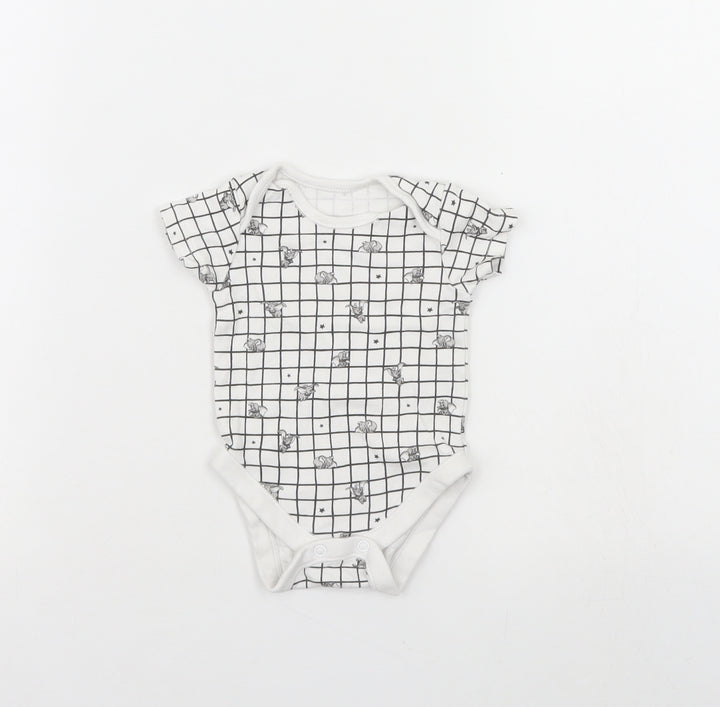 George Baby White Check Babygrow One-Piece Size 0-3 Months - Disney