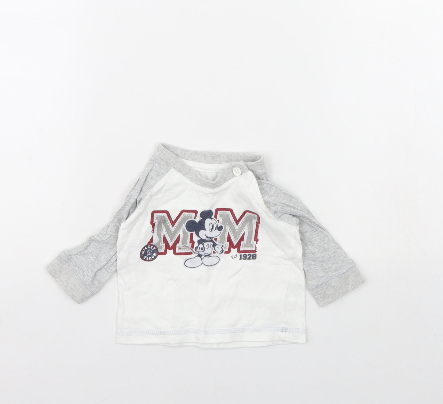 George Baby White   Basic T-Shirt Size 0-3 Months  - Disney