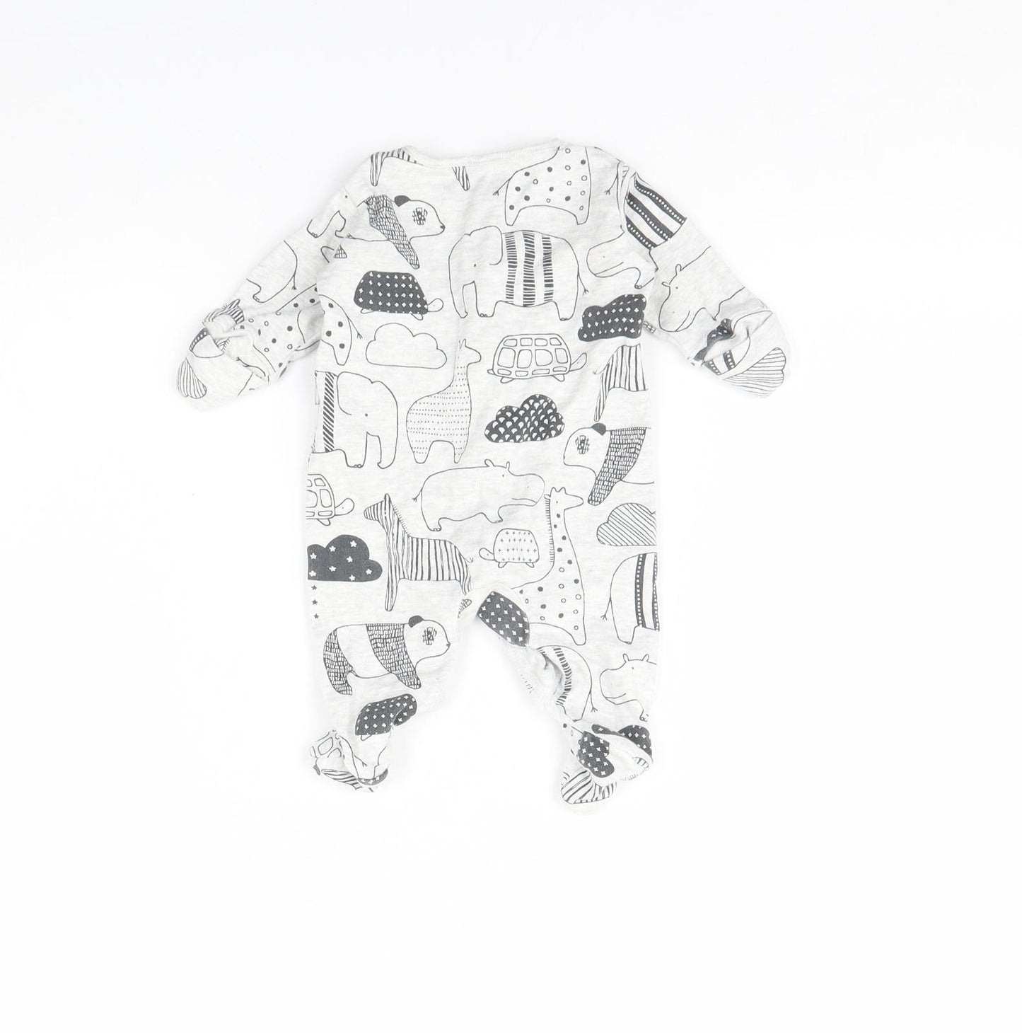 NEXT Baby Grey Animal Print  Babygrow One-Piece Size 0-3 Months
