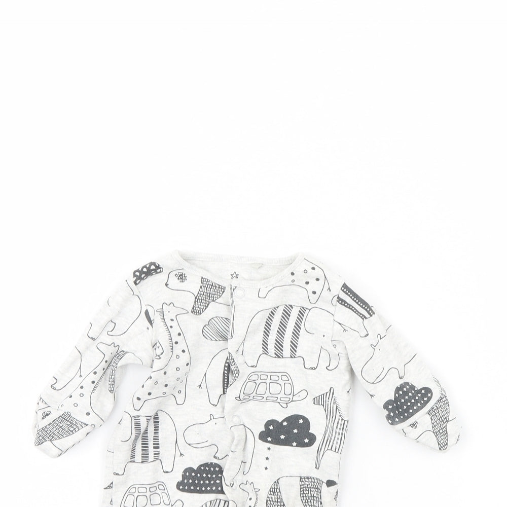 NEXT Baby Grey Animal Print  Babygrow One-Piece Size 0-3 Months