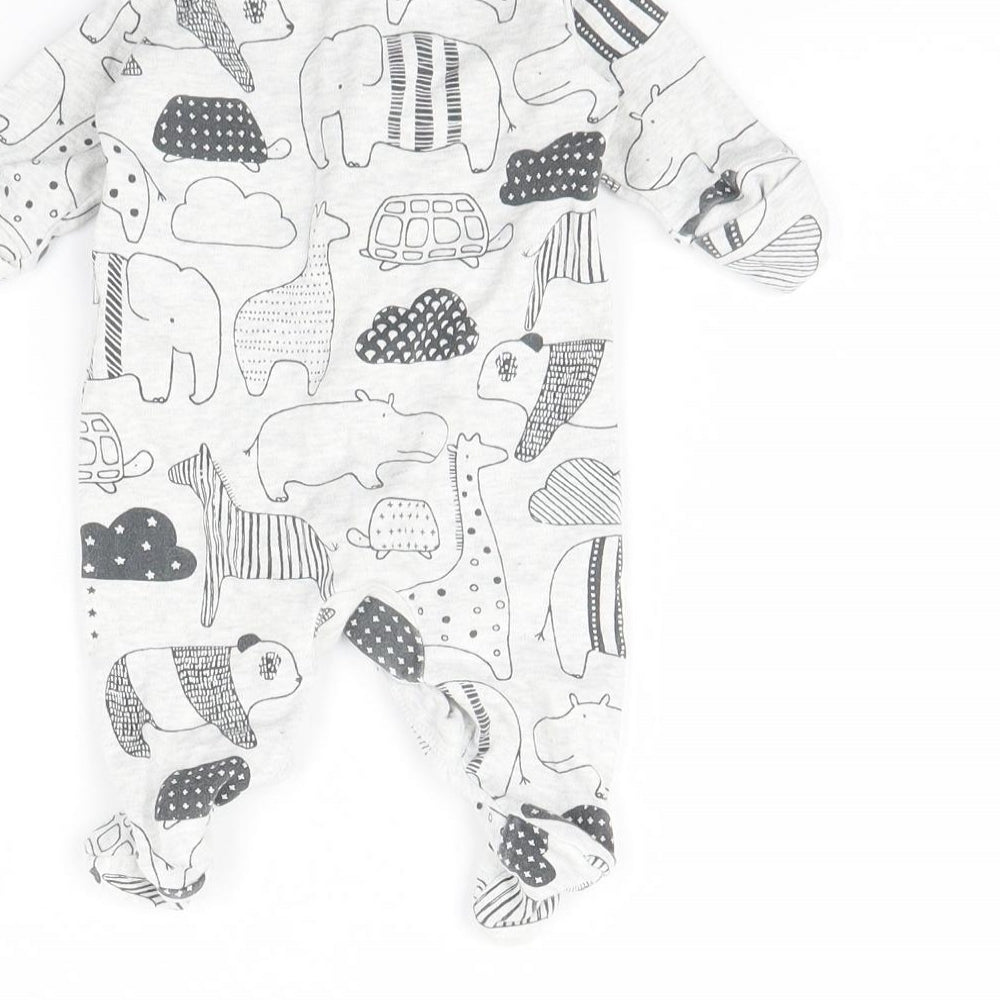 NEXT Baby Grey Animal Print  Babygrow One-Piece Size 0-3 Months