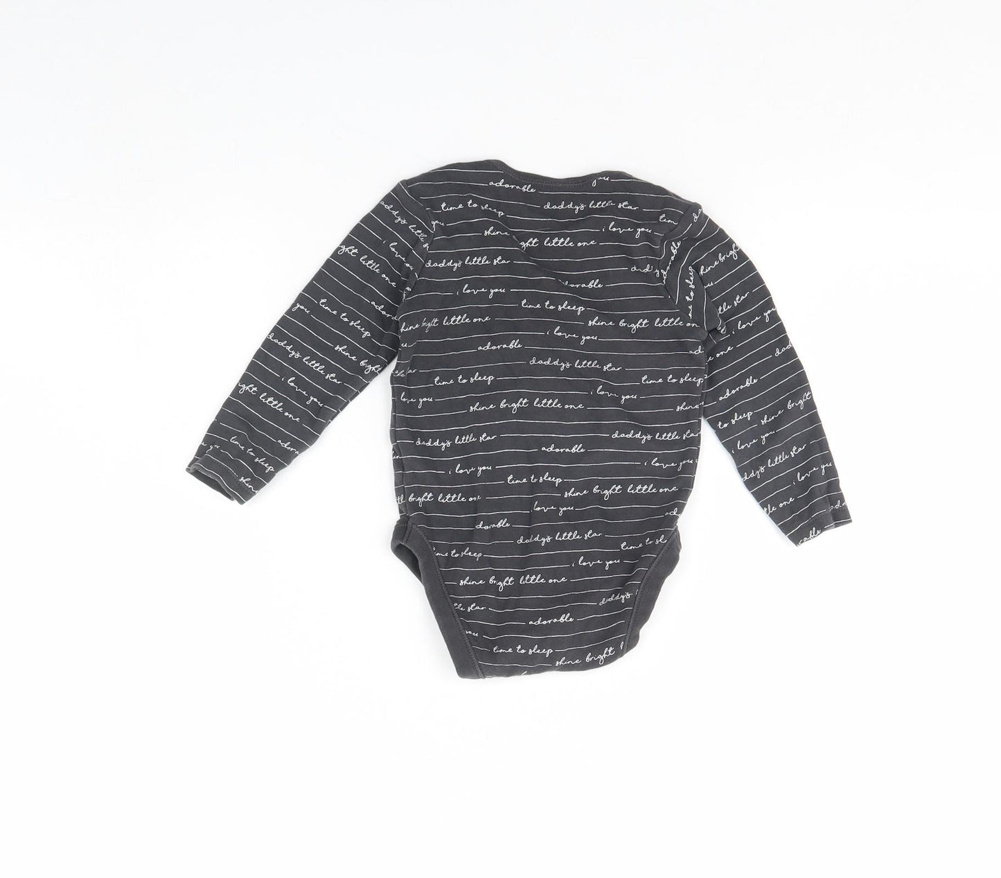 George Baby Grey Striped  Babygrow One-Piece Size 18 Months