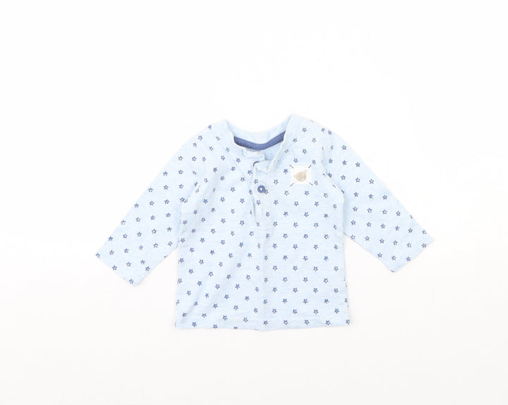 George Baby Blue Spotted  Basic T-Shirt Size 0-3 Months  - star detail