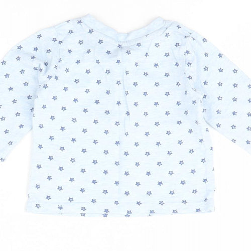 George Baby Blue Spotted  Basic T-Shirt Size 0-3 Months  - star detail