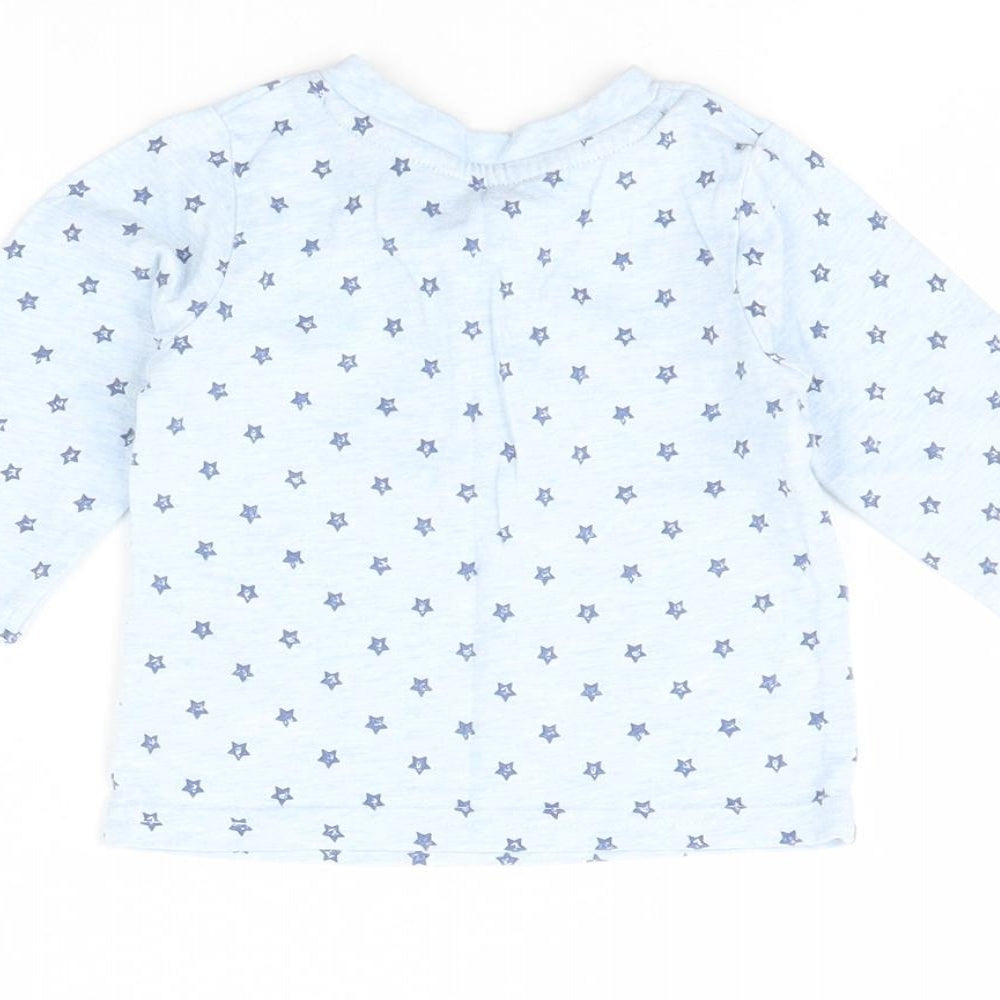 George Baby Blue Spotted  Basic T-Shirt Size 0-3 Months  - star detail