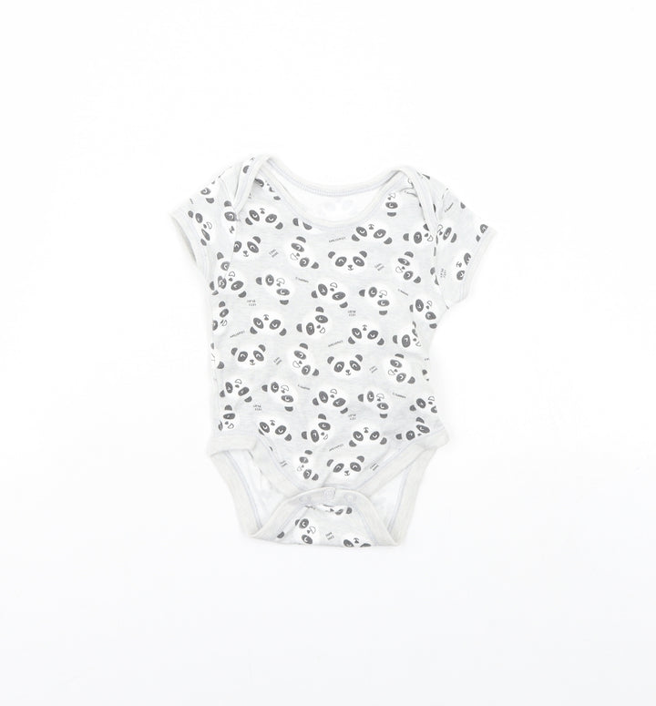 Primark Baby Grey Animal Print  Babygrow One-Piece Size 0-3 Months  - Panda