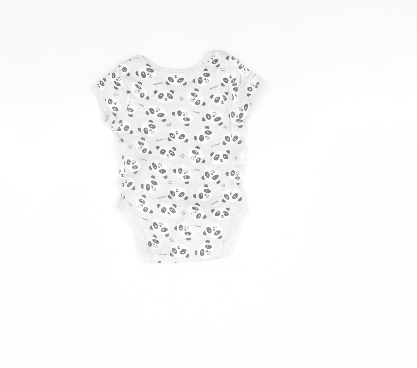 Primark Baby Grey Animal Print  Babygrow One-Piece Size 0-3 Months  - Panda