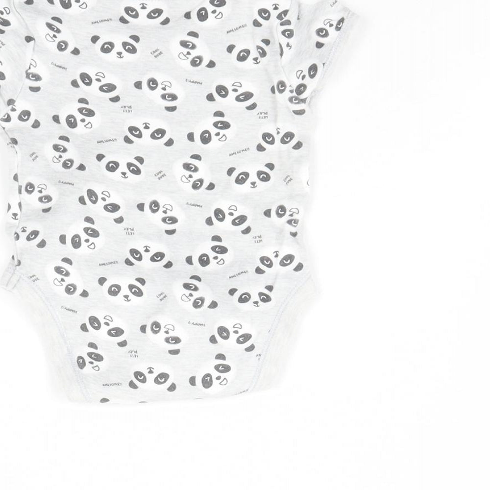 Primark Baby Grey Animal Print  Babygrow One-Piece Size 0-3 Months  - Panda