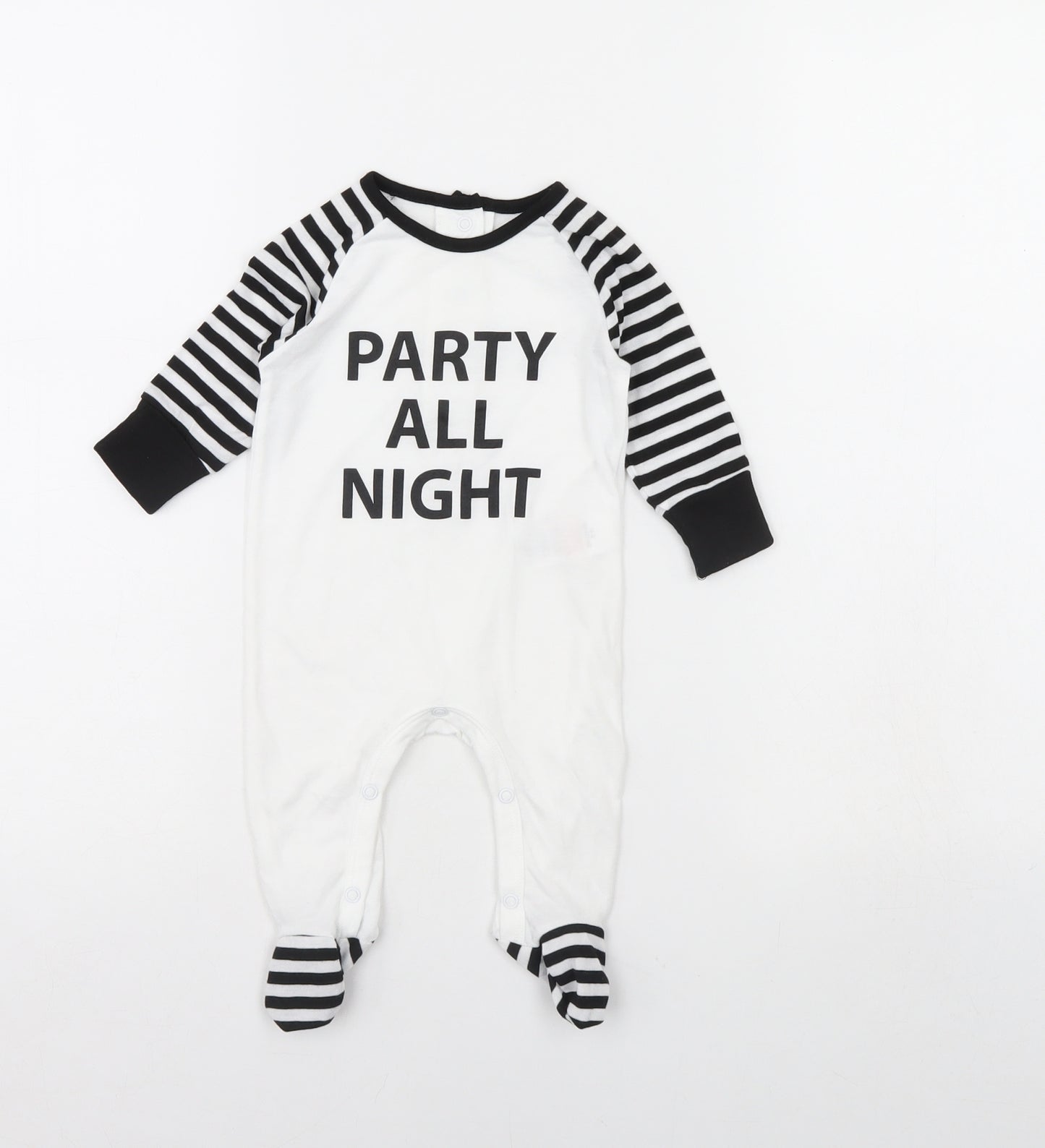 Matalan Baby White Striped  Babygrow One-Piece Size 0-3 Months  - party all night