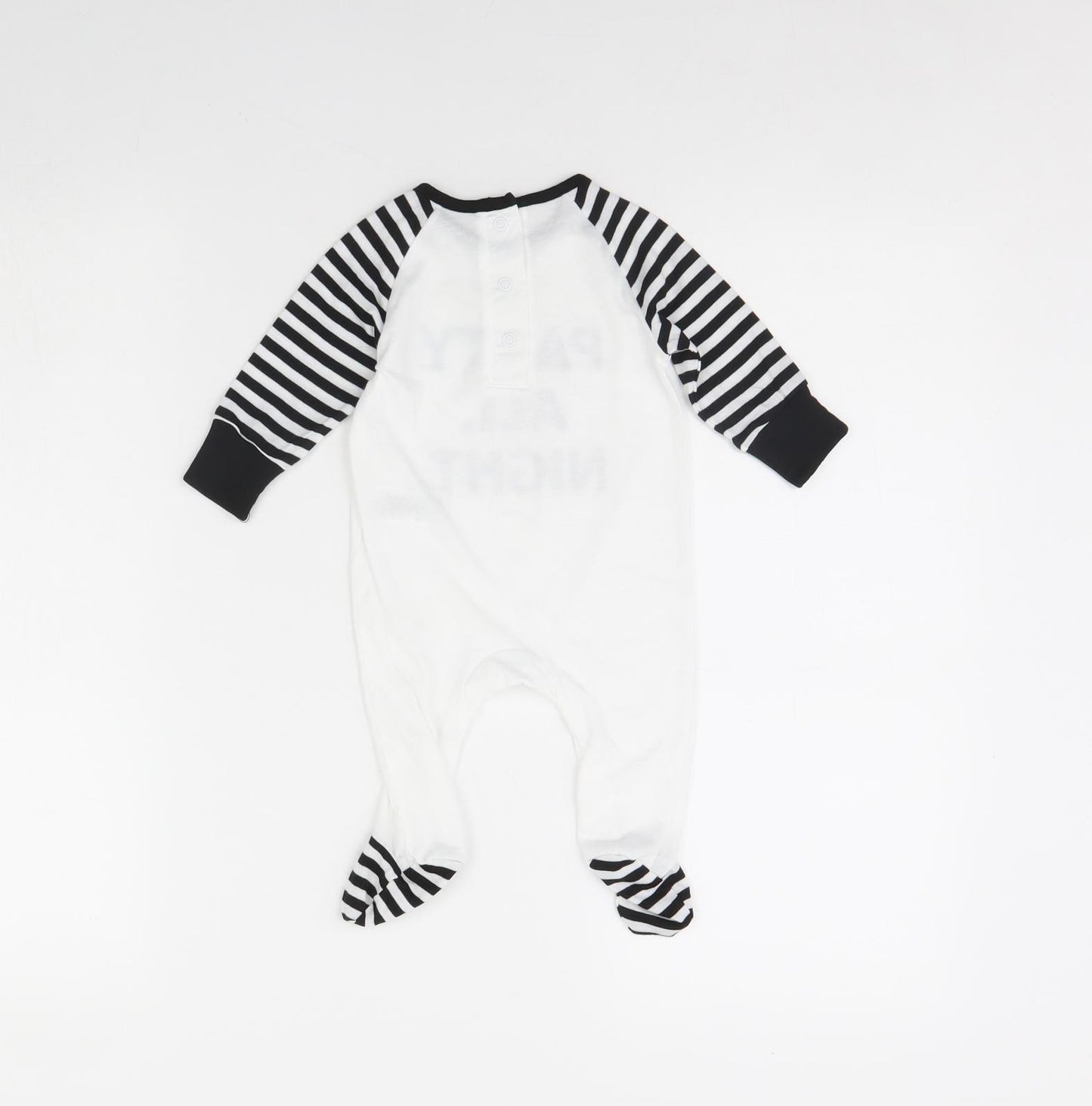 Matalan Baby White Striped  Babygrow One-Piece Size 0-3 Months  - party all night